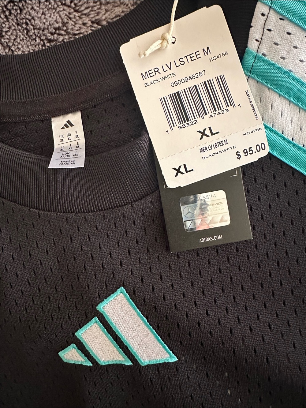 Adidas Mercedes F1 Team Black & Teal Jersey. BNWT. Men’s size XL - Picture 4 of 5
